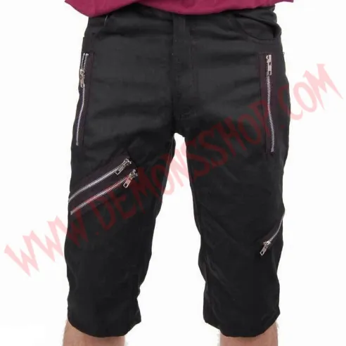 Pantalon Corto Punk Negro Cremalleras
