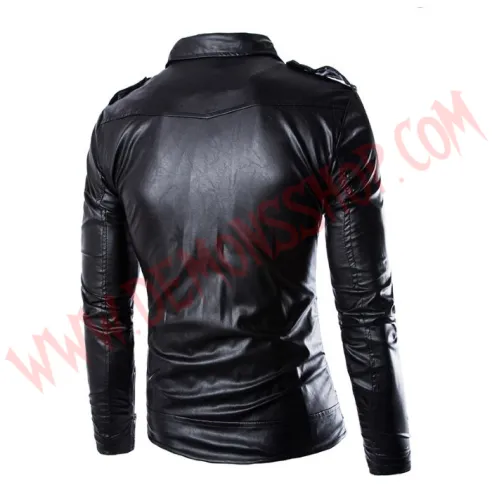 Chaqueta Cruzada Biker Negra