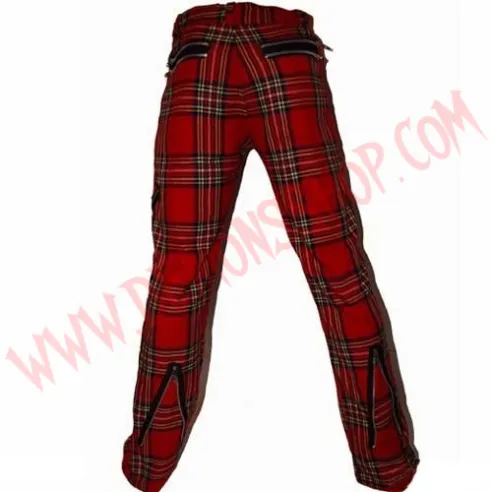 Pantalon Punk Zip Tartan Rojo