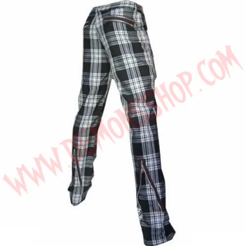 Pantalon Punk Zip Tartan Blanco
