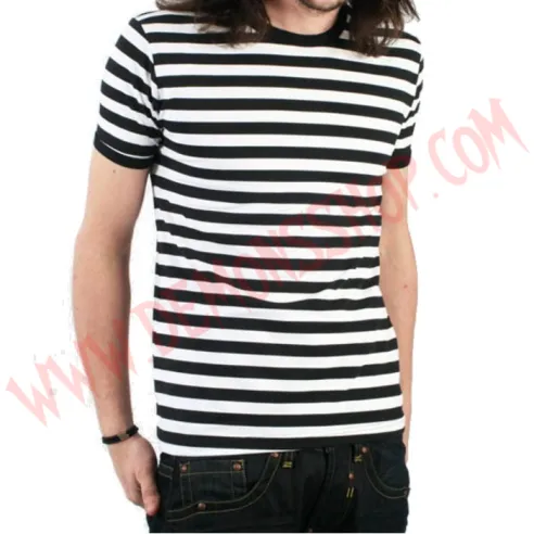 Camiseta MC Rayas Blancas y Negras