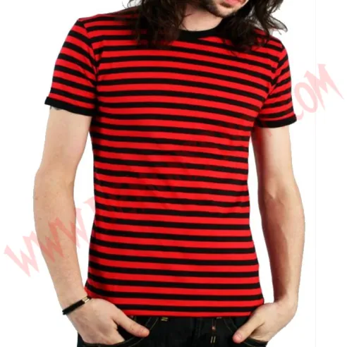 Camiseta MC Rayas Rojas y Negras