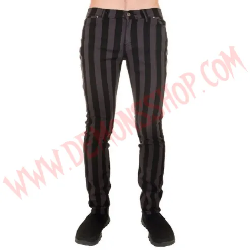 Pantalon Elastico Pitillo Raya Gruesa Gris
