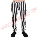 Pantalon Elastico Pitillo Raya Gruesa Blanco