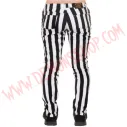 Pantalon Elastico Pitillo Raya Gruesa Blanco
