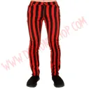 Pantalon Elastico Pitillo Raya Gruesa Rojo