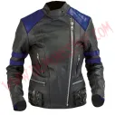 Chaqueta Mujer Old School de Cuero Azul