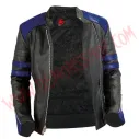 Chaqueta Mujer Old School de Cuero Azul