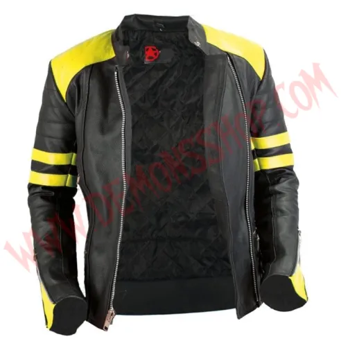 Chaqueta Mujer Old School de Cuero Amarilla