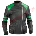 Chaqueta Mujer Old School de Cuero Verde