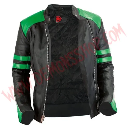 Chaqueta Mujer Old School de Cuero Verde