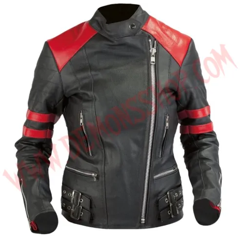Chaqueta Mujer Old School de Cuero Roja