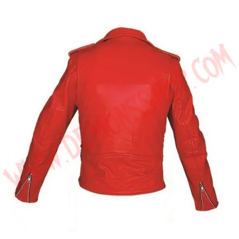 Chaqueta Mujer Clasica de Cuero Roja