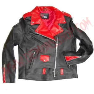 Chaqueta Mujer Clasica de Cuero Johnny Thunders Roja