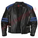 Chaqueta Old School de Cuero Azul