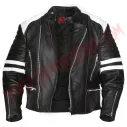 Chaqueta Old School de Cuero Blanca
