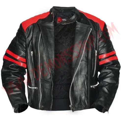 Chaqueta Old School de Cuero Roja