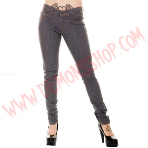 Pantalon Elastico Pitillo Vaquero Gris