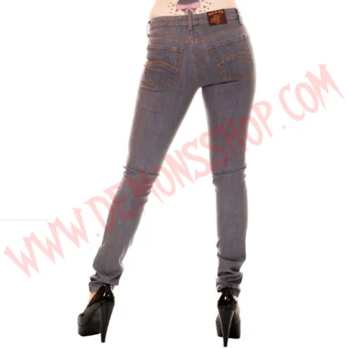 Pantalon Elastico Pitillo Vaquero Gris