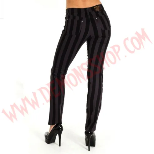 Pantalon Elastico Pitillo Rayas Gruesas Gris