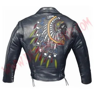 Chaqueta de Cuero Cruzada Indian