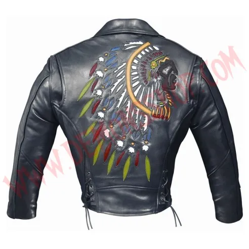Chaqueta de Cuero Cruzada Indian