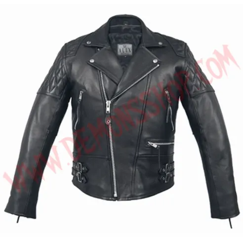 Chaqueta de Cuero Cruzada Rombos