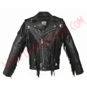 Chaqueta de Cuero Cruzada Flecos