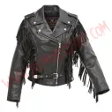 Chaqueta Mujer de Cuero Cruzada Flecos