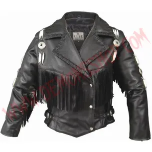 Chaqueta Mujer de Cuero Cruzada Huesos