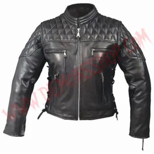 Chaqueta Mujer de Cuero Cruzada Diamond