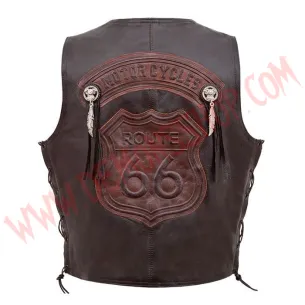 Chaleco de Cuero Motorcycle Route 66