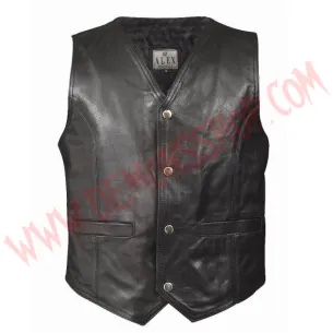 Chaleco de Cuero Liso Negro