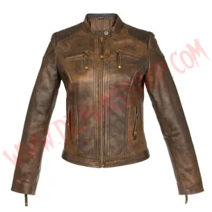 Chaqueta Mujer de Cuero Refuerzos Waxy