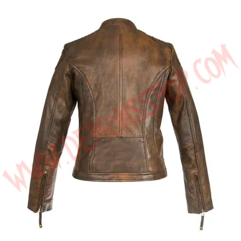 Chaqueta Mujer de Cuero Refuerzos Waxy