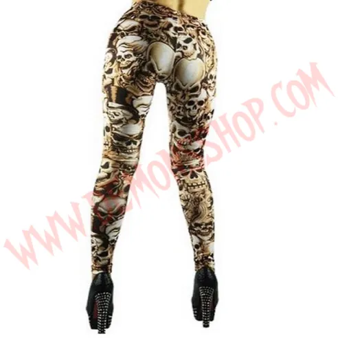 Leggings Skull Marron