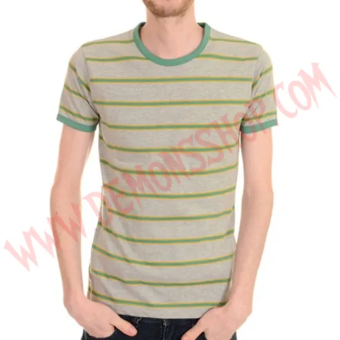 Camiseta MC Rayas Retro Gris