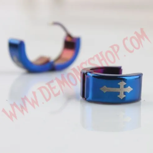 Pendientes Cross Gothic Azul