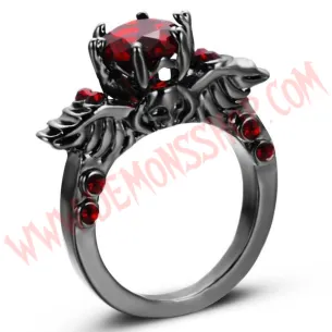 Anillo Zirconia Skull Rojo