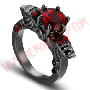 Anillo Zirconia Skull Rojo 2