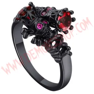 Anillo Crystal Skull Rojo