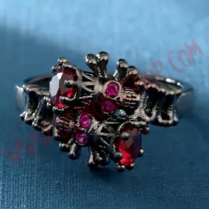 Anillo Crystal Skull Rojo 2