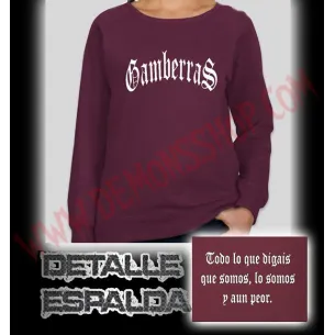 Sudadera Sin Capucha Chica Gamberras Clasica (Granate)