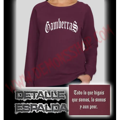 Sudadera Sin Capucha Chica Gamberras Clasica (Granate)