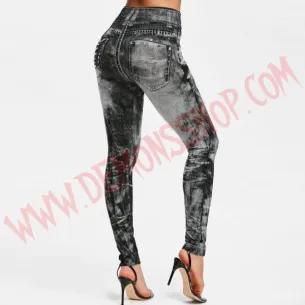 Leggings Vaquero Desgastado negro 2