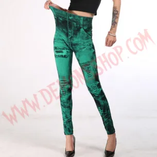 Leggings Vaquero Desgastado verde