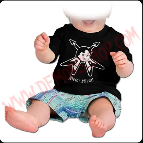 Camiseta Bebe Negra MC Heidi Metal